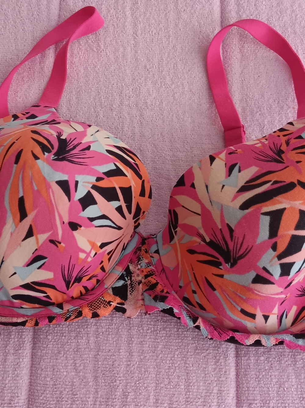No Boundaries Pink Floral Print Push-Up Bra